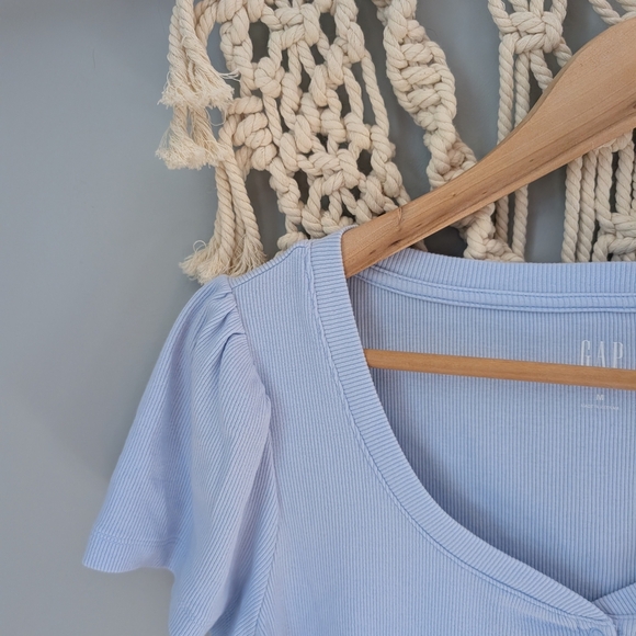 GAP Light Blue Button Down Women's Top Ribbed Cardigan Top Medium Elevated - Picture 4 of 6